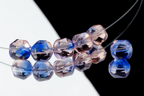 8mm Transparent Rose/Sapphire Faceted Oval Bead (25 Pcs) #GEP102
