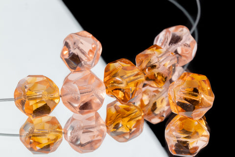 10mm Transparent Rose/Topaz Faceted Oval Bead #GEP201