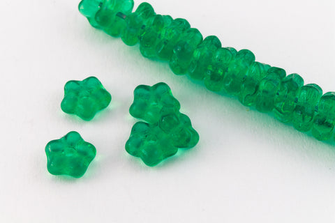 5mm Transparent Emerald Glass Flower Bead (50 Pcs) #GEU004-General Bead