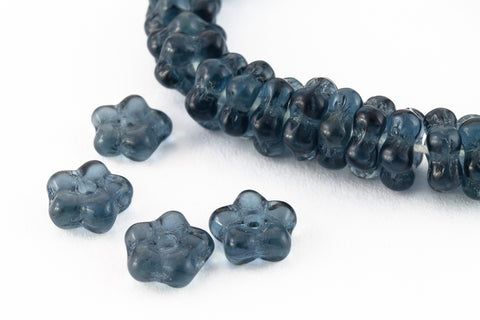 5mm Transparent Montana Glass Flower Bead (50 Pcs) #GEU008-General Bead