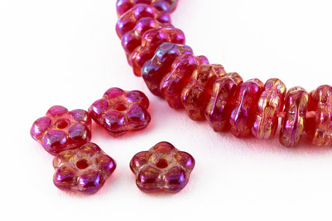 5mm Transparent Ruby AB Glass Flower Bead (50 Pcs) #GEU010-General Bead