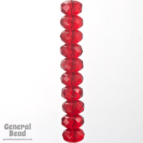 4mm x 7mm Ruby Faceted Rondelle-General Bead