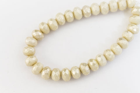 3mm x 5mm Mercury Wash Ivory Faceted Rondelle (30 Pcs) #GFD105-General Bead