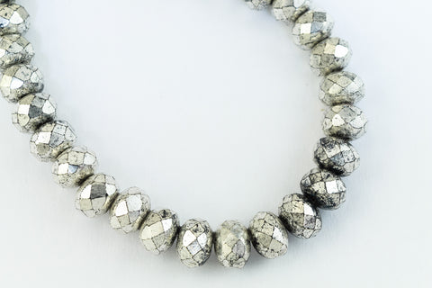 5mm x 7mm Metallic Silver Faceted Rondelle (25 Pcs) #GFD225-General Bead