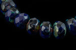6mm x 8mm Op. Navy/Tr. Montana Picasso Faceted Rondelle (25 Pcs) #GFD316-General Bead