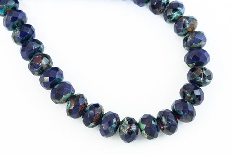 3mm x 5mm Op. Navy/Tr. Montana Picasso Faceted Rondelle (30 Pcs) #GFD115-General Bead
