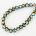 5mm x 7mm Green Aqua/Rose Gold Picasso Faceted Rondelle (25 Pcs) #GFD202-General Bead