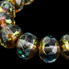 5mm x 7mm Green Aqua/Rose Gold Picasso Faceted Rondelle (25 Pcs) #GFD202-General Bead