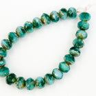 5mm x 7mm Opaque Turquoise/Transparent Blue Picasso Faceted Rondelle (25 Pcs) #GFD205-General Bead