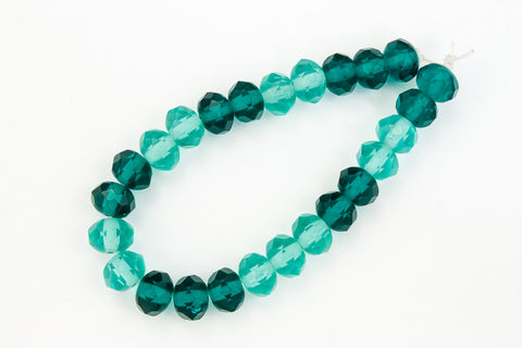 5mm x 7mm Matte Aqua/Teal Mix Faceted Rondelle (25 Pcs) #GFD206-General Bead