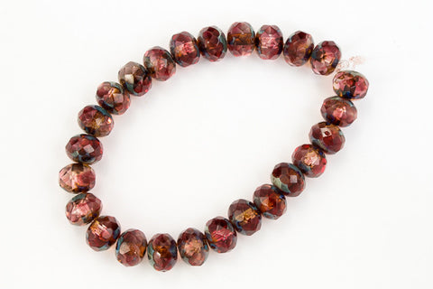 5mm x 7mm Wine/Crystal Picasso Faceted Rondelle (25 Pcs) #GFD207-General Bead