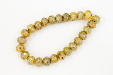 5mm x 7mm Luster Champagne Picasso Faceted Rondelle (25 Pcs) #GFD210-General Bead