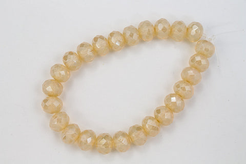 5mm x 7mm Luster Opal Cream Faceted Rondelle (25 Pcs) #GFD211-General Bead