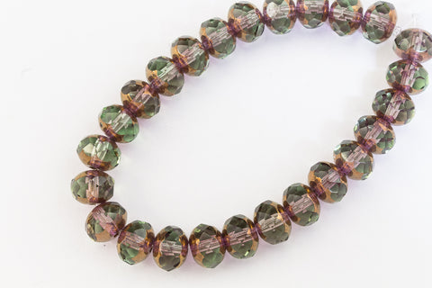 5mm x 7mm Bronze Luster Green Aqua Faceted Rondelle (25 Pcs) #GFD216-General Bead