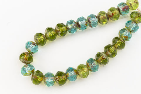 5mm x 7mm Transparent Green Mix Faceted Rondelle (25 Pcs) #GFD219-General Bead