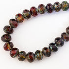 5mm x 7mm Ruby/Topaz Picasso Faceted Rondelle (25 Pcs) #GFD224-General Bead