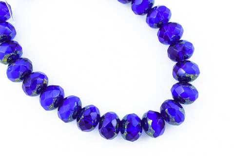 5mm x 7mm Cobalt Picasso Faceted Rondelle (25 Pcs) #GFD228-General Bead