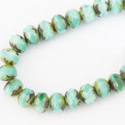 6mm x 8mm Turquoise/Emerald Picasso Mix Faceted Rondelle (25 Pcs) #GFD308-General Bead
