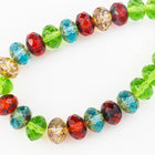 6mm x 8mm Transparent Peridot/Aqua/Ruby Mix Faceted Rondelle (25 Pcs) #GFD309-General Bead