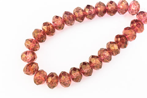 6mm x 8mm Gold Luster Rose Faceted Rondelle (25 Pcs) #GFD313-General Bead