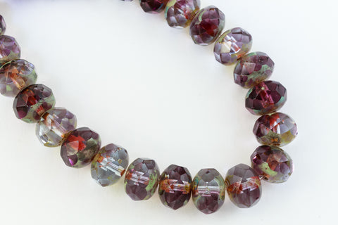 6mm x 8mm Lt. Amethyst/Amethyst Picasso Faceted Rondelle (25 Pcs) #GFD319-General Bead