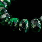 6mm x 8mm Tr./Op. Forest Green/Jet Picasso Faceted Rondelle (25 Pcs) #GFD317-General Bead