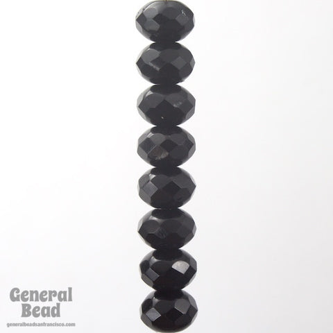 6mm x 9mm Black Faceted Rondelle-General Bead