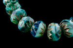 6mm x 9mm Opaque Turquoise/Transparent Blue Picasso Cruller Bead (25 Pcs) #GFF001-General Bead