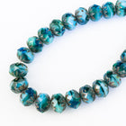 6mm x 9mm Opaque Turquoise/Transparent Blue Picasso Cruller Bead (25 Pcs) #GFF001-General Bead