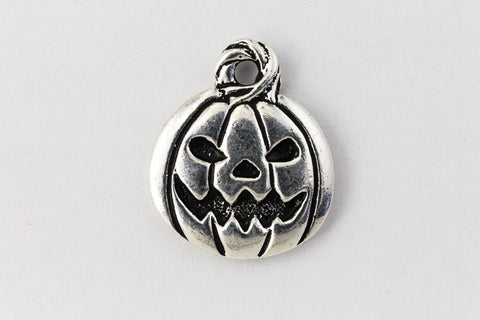 18mm Antique Silver Tierracast Pewter Jack-o-Lantern Charm #HALLOW001-General Bead