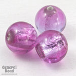 8mm Pink and Silver Foil Lampwork Bead (2 Pcs) #HCD049-General Bead