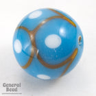16mm Turquoise/White/Orange Lampwork Bead #HCE024-General Bead