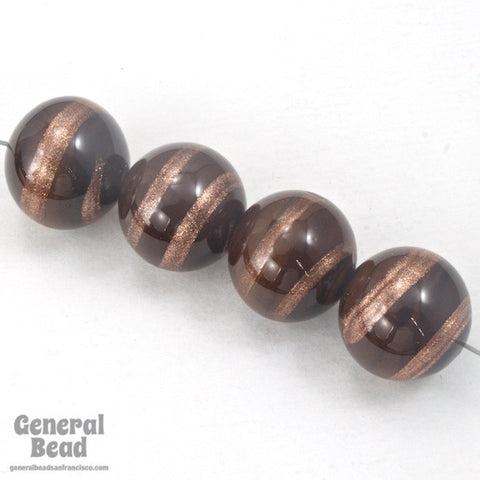 14mm Brown/Bronze Swirl Lampwork Bead #HCF028-General Bead