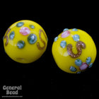 10mm Yellow Floral Lampwork Bead #HCG045-General Bead