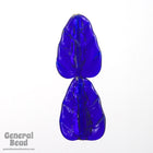 15mm x 22mm Silver Foiled Cobalt Lampwork Leaf #HCG060Bead-General Bead