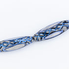 40mm x 10mm Silver/Blue Tapered Tube Bead #IGB003-General Bead
