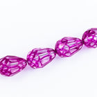 14mm x 9mm Fuchsia Teardrop Glass Windowpane Bead #IGC007-General Bead