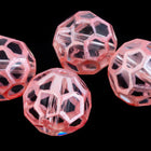 14mm Pink Round Glass Windowpane Bead #IGD006-General Bead