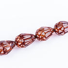 14mm x 9mm Dark Red Teardrop Glass Windowpane Bead #IG0J07-General Bead