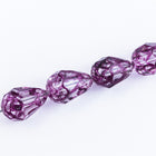 14mm x 9mm Purple Teardrop Glass Windowpane Bead #IGE007-General Bead