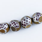 14mm Bronze/Silver/Dark Red Round Glass Bead #IGF005-General Bead