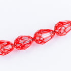 14mm x 9mm Red Teardrop Glass Windowpane Bead #IGD007-General Bead