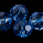 14mm Blue Round Glass Windowpane Bead #IGI006-General Bead
