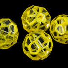 14mm Yellow Round Glass Windowpane Bead #IGK006-General Bead