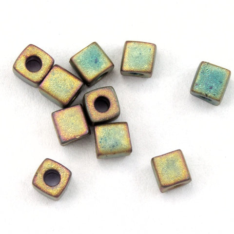 3mm Matte Khaki Iris Cube Bead-General Bead