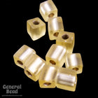 3mm Matte Silver Lined Gold Cube Bead-General Bead