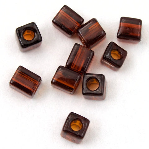 3mm Transparent Dark Amber Cube Bead-General Bead