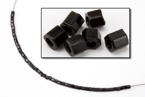 8/0 Opaque Black Hex Seed Bead (40 gm) #JBG001-General Bead