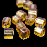 4mm Silver Lined Gold Cube Bead (20 Gm) #JCL002-General Bead