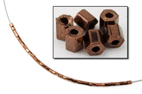Size 1/2 Metallic Dark Bronze Japanese Hex Bugle (10 Gm, 40 Gm, 1/2 Kilo) #JFA001-General Bead